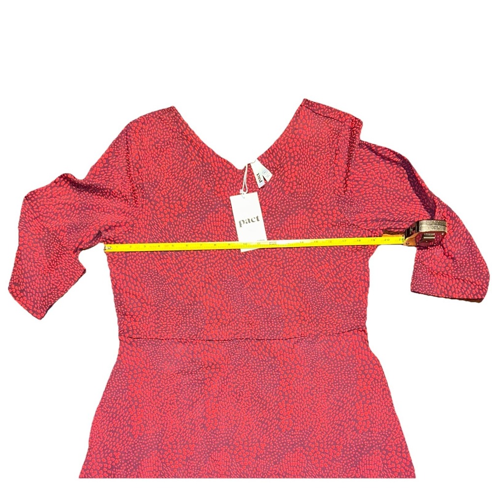 New Pact Dakota Dress 3/4 Sleeve Fit & Flare Midi‎ Organic Cotton XL Pockets - Picture 5 of 7